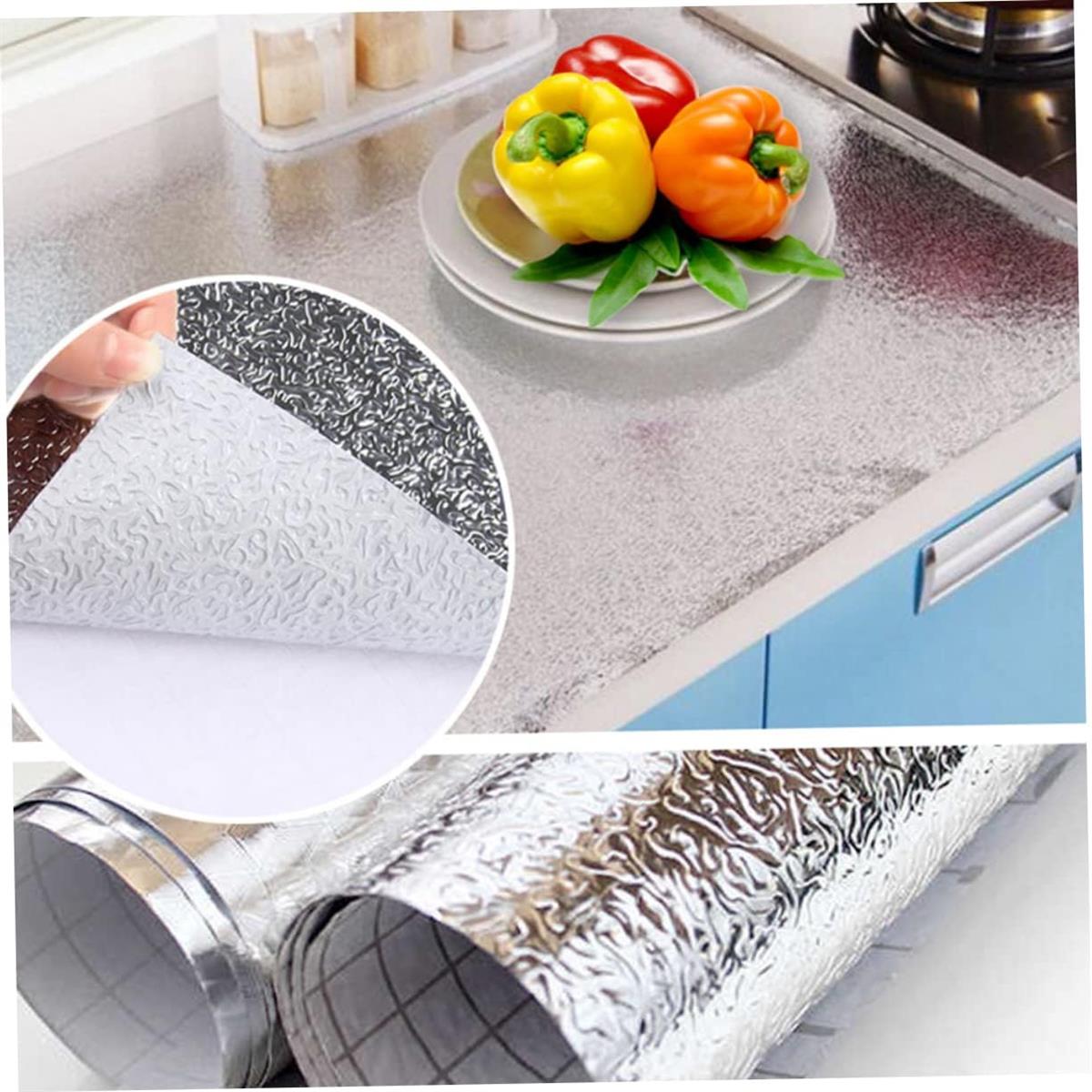 SILVER SELF ADHESIVE KITCHEN OIL-PROOF WATERPROOF ALUMINUM FOIL