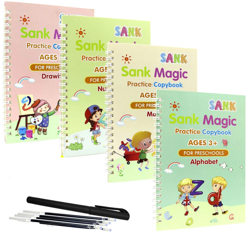 Sank Magic Books Set | 4 Books With Pen & Refills Reusable