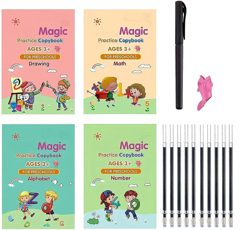 Sank Magic Books Set | 4 Books With Pen & Refills Reusable