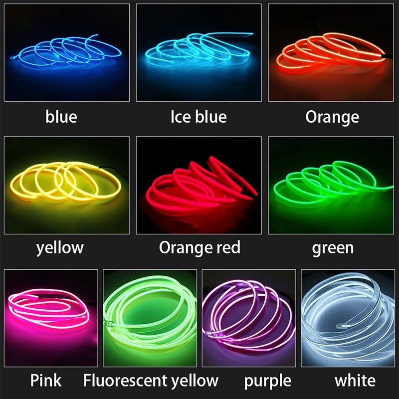 Car Dashboard Neon Light Strip – 3 Meter Flexible EL Wire with Easy Installation