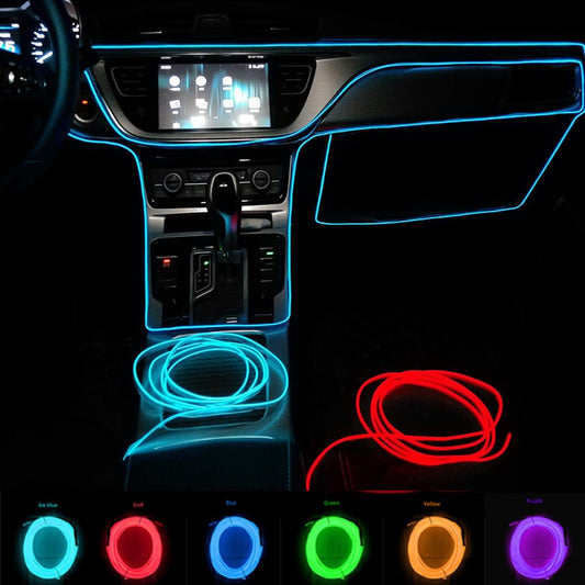 Car Dashboard Neon Light Strip – 3 Meter Flexible EL Wire with Easy Installation